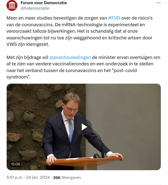 Fvd Mrna Technologie Is Experimenteel En Veroorzaakt Talloze Bijwerkingen