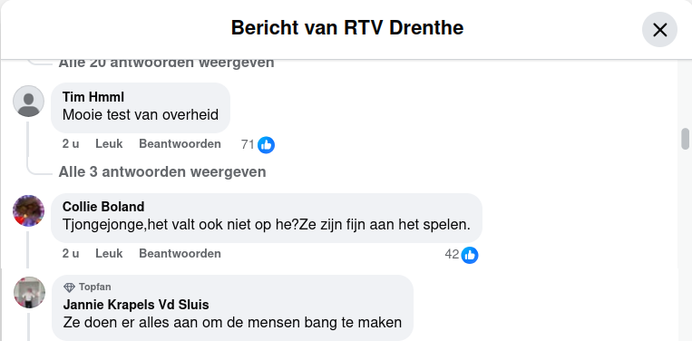 Reacties naar aanleiding van een stroomstoring in drenthe